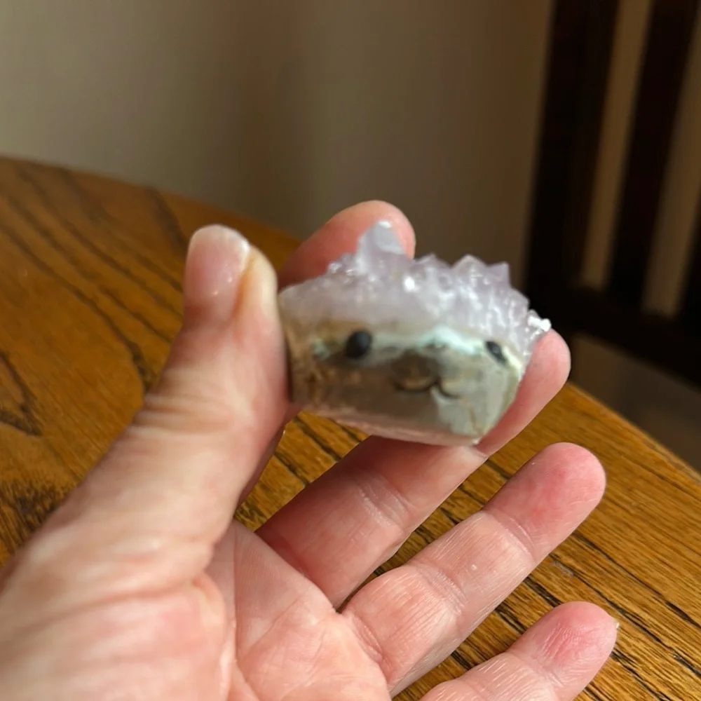 Amethyst Crystal Smiling Happy Hedgehog